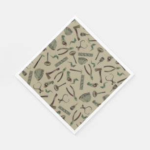 Army Green Watercolor Construction Tools Serviette