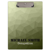 Army hellgrünes geometrisches Maschenmuster Ihr Na Klemmbrett (Vorderseite)