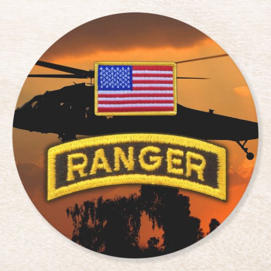 Army im Flugzeug Ranger Ranger Ranger Veterans Vet Runder Pappuntersetzer (Vorderseite)