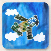 Army Jet "Kunst von Kindern" Getränkeuntersetzer (Vorderseite)