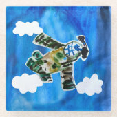 Army Jet "Kunst von Kindern" Glasuntersetzer (Vorderseite)