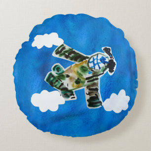 Army Jet "Kunst von Kindern" Rundes Kissen