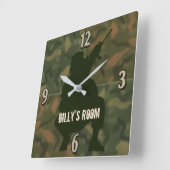 Army Kid's Clock - Camo and soldier-Personalize Quadratische Wanduhr (Winkel)