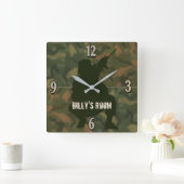 Army Kid's Clock - Camo and soldier-Personalize Quadratische Wanduhr (Zuhause)