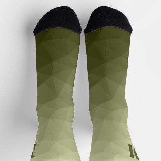 Army light green geometric mesh pattern Monogram Socken (Oben)
