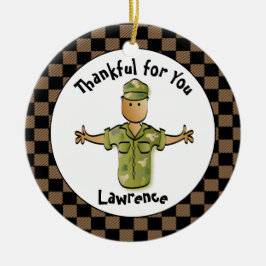 Army Man Cartoon Veteran Ethnic Personalisiert Keramik Ornament