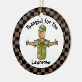 Army Man Cartoon Veteran Ethnic Personalisiert Keramik Ornament (Links)