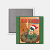 Army Man windet mit Weihnachtsmannmütze Magnet (Vorderseite/Rückseite)