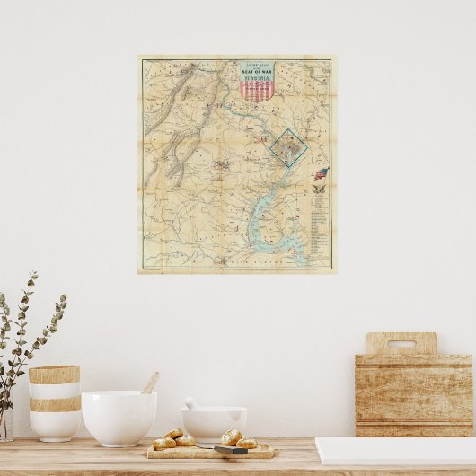 Army Map of the Seat of War in Virginia Poster (Küche)