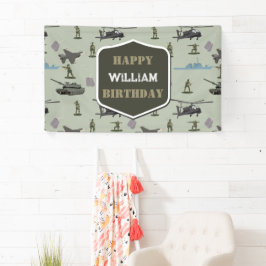 Army Military Camouflage Green Camo Birthday Banner