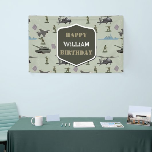 Army Military Camouflage Green Camo Birthday Banner (Messeveranstaltung)
