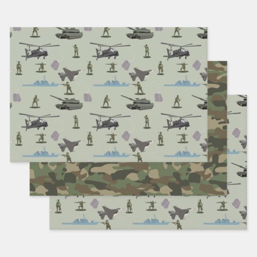 Army Military Camouflage Green Camo Birthday Geschenkpapier Set (Set)