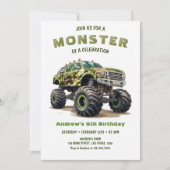 Army Monster Truck Boy Birthday Einladung (Vorderseite)