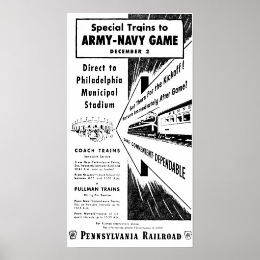 Army Navy Spiel über die Pennsylvania Eisenbahn Poster (Vorne)