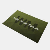 Army Oliven Green geometric mesh muster Monogram Fußmatte (Schrägansicht)