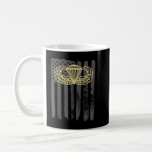 Army Parachute wings badge and US Flag airborne Kaffeetasse (Links)