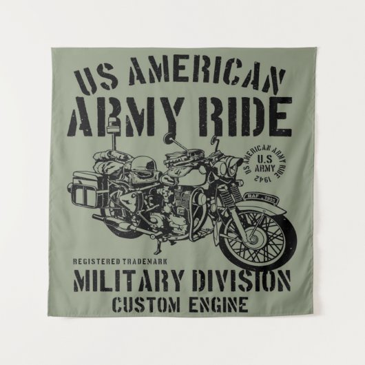 Army ride Motorcycle Blanket Wandteppich (Vorderseite)