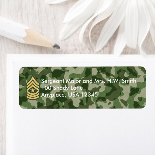 Army Sergeant Major Camoflage Address Label (Insitu)