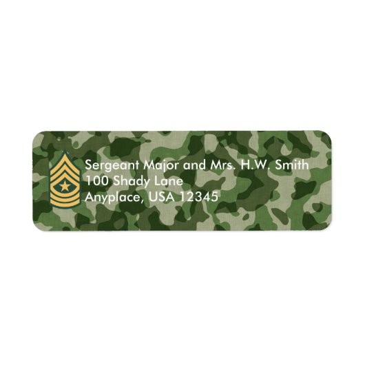 Army Sergeant Major Camoflage Address Label (Vorne)