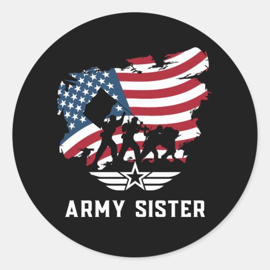 Army Sister Runder Aufkleber (Vorderseite)