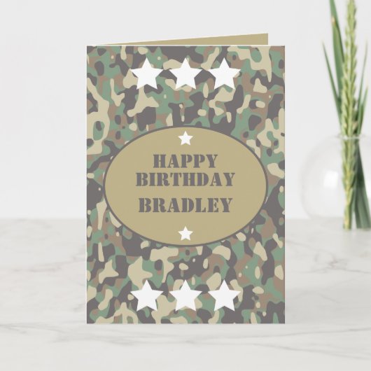 Army Solder Camouflage Camouflage Print Birthday Karte (Vorderseite)