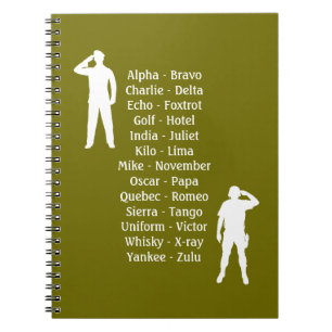 Army Soldier Phonetic Alphabet Cadet School Notizblock