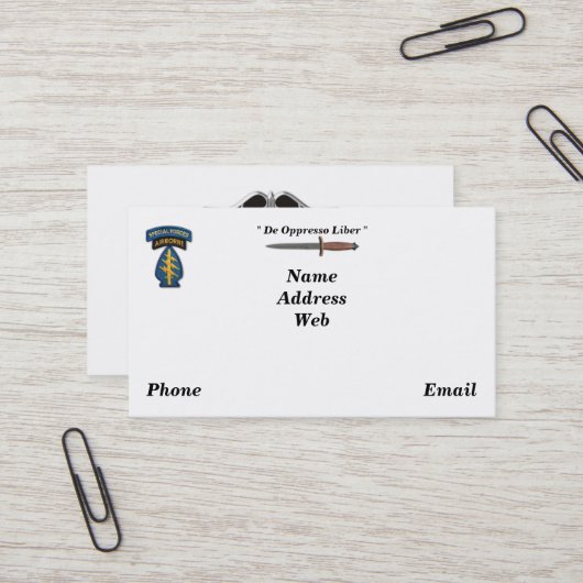 Army Spezialstreitkräfte grüne Berets sf sfg sof v Visitenkarte (Vorderseite/Rückseite Beispiel)