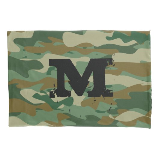 Army-Tarnmuster mit Monogramm Pillowcase Kissenbezug (Vorderseite)
