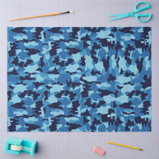 Army-Tarnung Blaues Muster Seidenpapier (Basteln)
