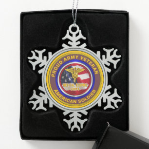 Army Veteran Medical Service Corps Weihnachten Schneeflocken Zinn-Ornament