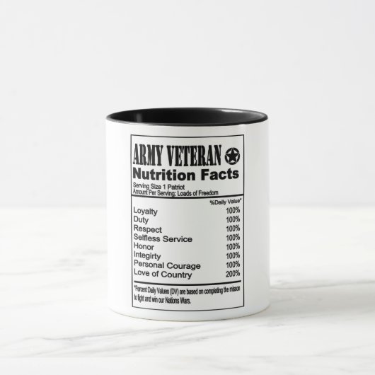 Army Veteran Nutrition Fakten Tasse (Zentrum)