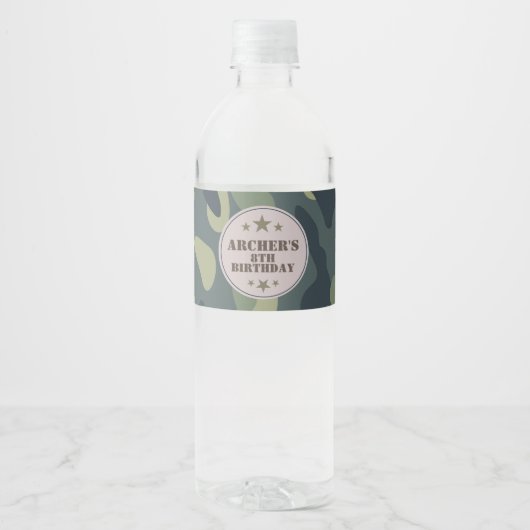 Army water label, Camouflage Wasserflaschenetikett (Vorderseite)