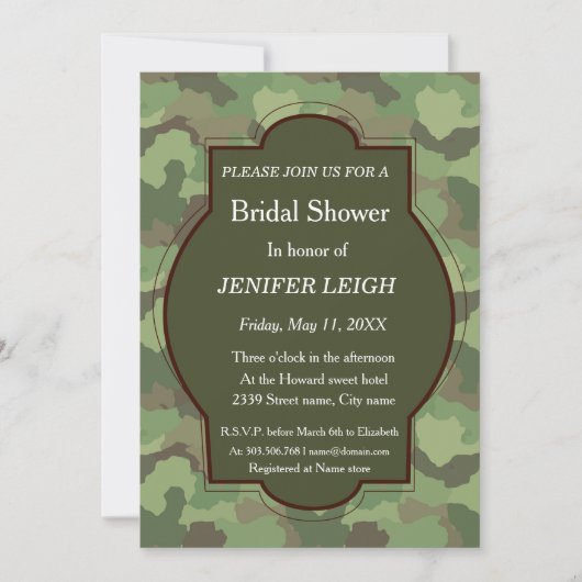 Army White Rosa elegantes Brautparty Einladung (Vorderseite)