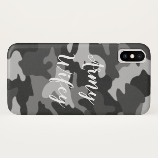 Army Wifey Winter Gray Camouflage iPhone Case (Rückseite (Horizontal))