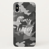 Army Wifey Winter Gray Camouflage iPhone Case (Rückseite)