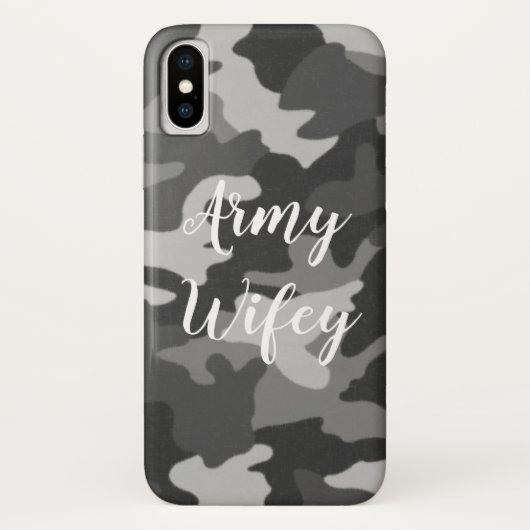 Army Wifey Winter Gray Camouflage iPhone Case (Rückseite)