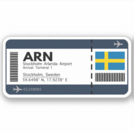 ARN Stockholm Boarding Pass - Schweden Reisen Aufkleber