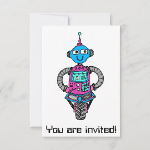 Arnie Robot: Rosa und blau Einladung
