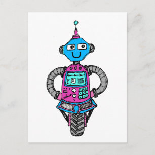 Arnie Robot: Rosa und blau Postkarte