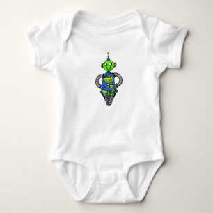 Arnie Roboter, blau und grün Baby Strampler