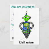 Arnie Roboter, blau und grün Einladung (Vorne/Hinten)