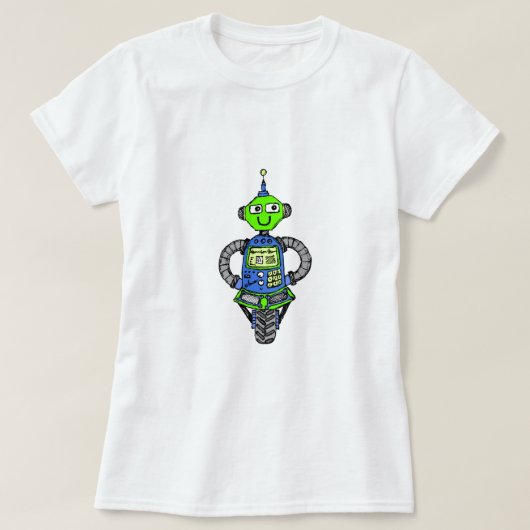 Arnie Roboter, blau und grün T-Shirt (Design vorne)