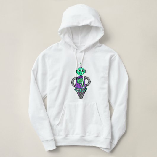 Arnie Roboter, lila und grün Hoodie (Design vorne)