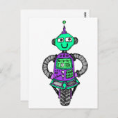 Arnie Roboter, lila und grün Postkarte (Vorne/Hinten)