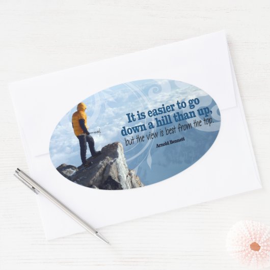 Arnold Bennett Inspiration Zitat "Top view" Ovaler Aufkleber (Umschlag)