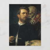 Arnold Böcklin - Selbstportrait mit dem Tod Postkarte (Vorderseite)