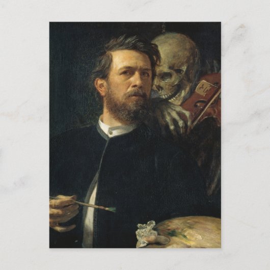 Arnold Böcklin - Selbstportrait mit dem Tod Postkarte (Vorderseite)