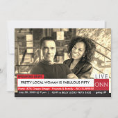 Arnold Schwarzenegger 50. Geburtstag Funny TV News Einladung (Vorderseite)