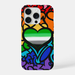 Aro Herz 8-Streifen Regenbogen-Stolz Squiggle iPhone 15 Pro Hülle