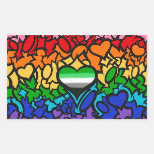 Aro Herz 8-Streifen Regenbogen-Stolz Squiggle Rechteckiger Aufkleber
